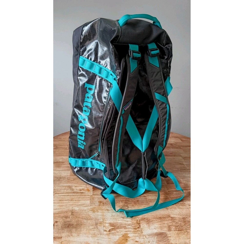 Patagonia Black Hole Duffel 90L Backpack Travel Bag Black Teal Glossy TPU New